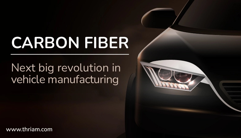 Carbon fiber next big revolution in vehicle manufacturing banner by Thriam