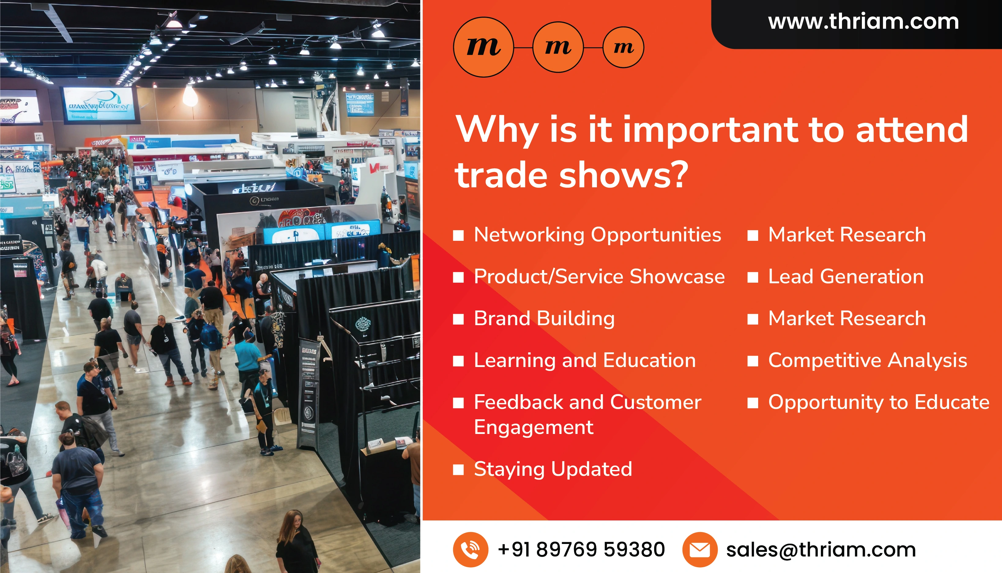 Why is it important to attend trade shows? banner by Thriam