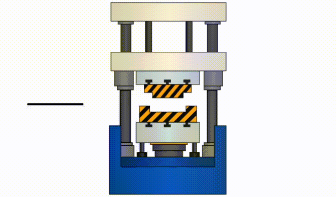 GIF of a working compression moulding machine