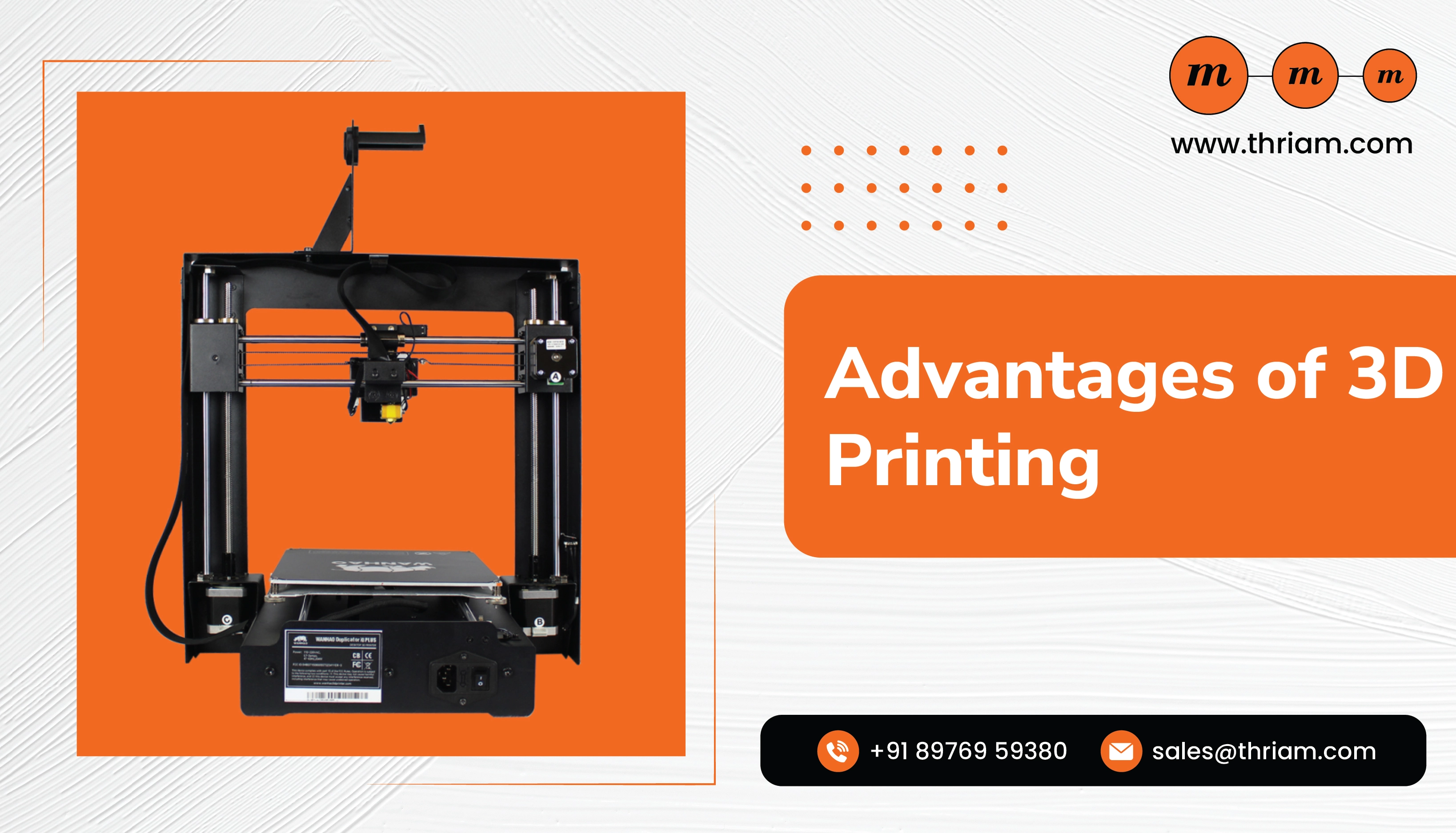 Advantages of 3D Printing banner by Thriam