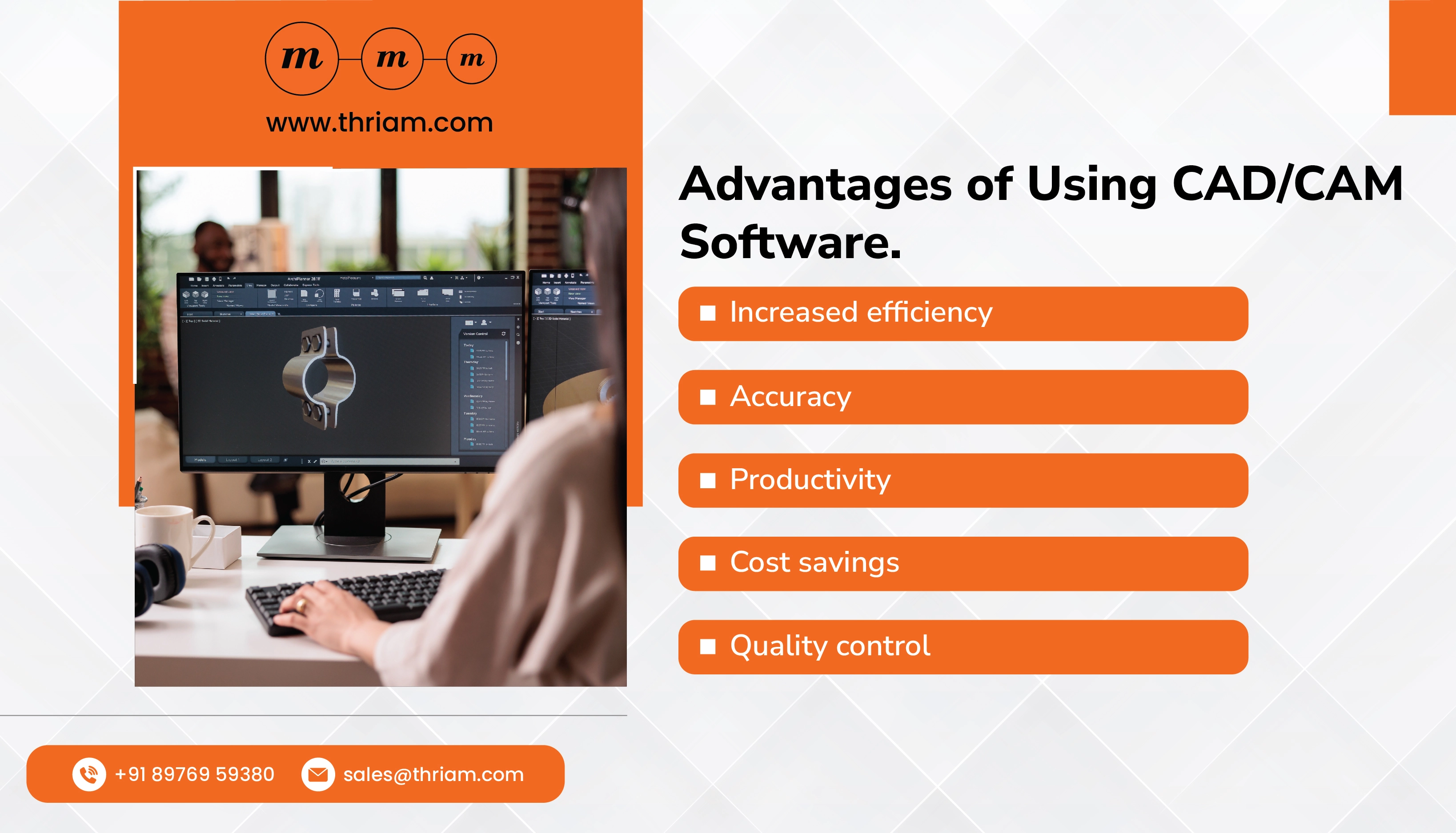 Advantages of Using CAD/CAM Software banner by Thriam