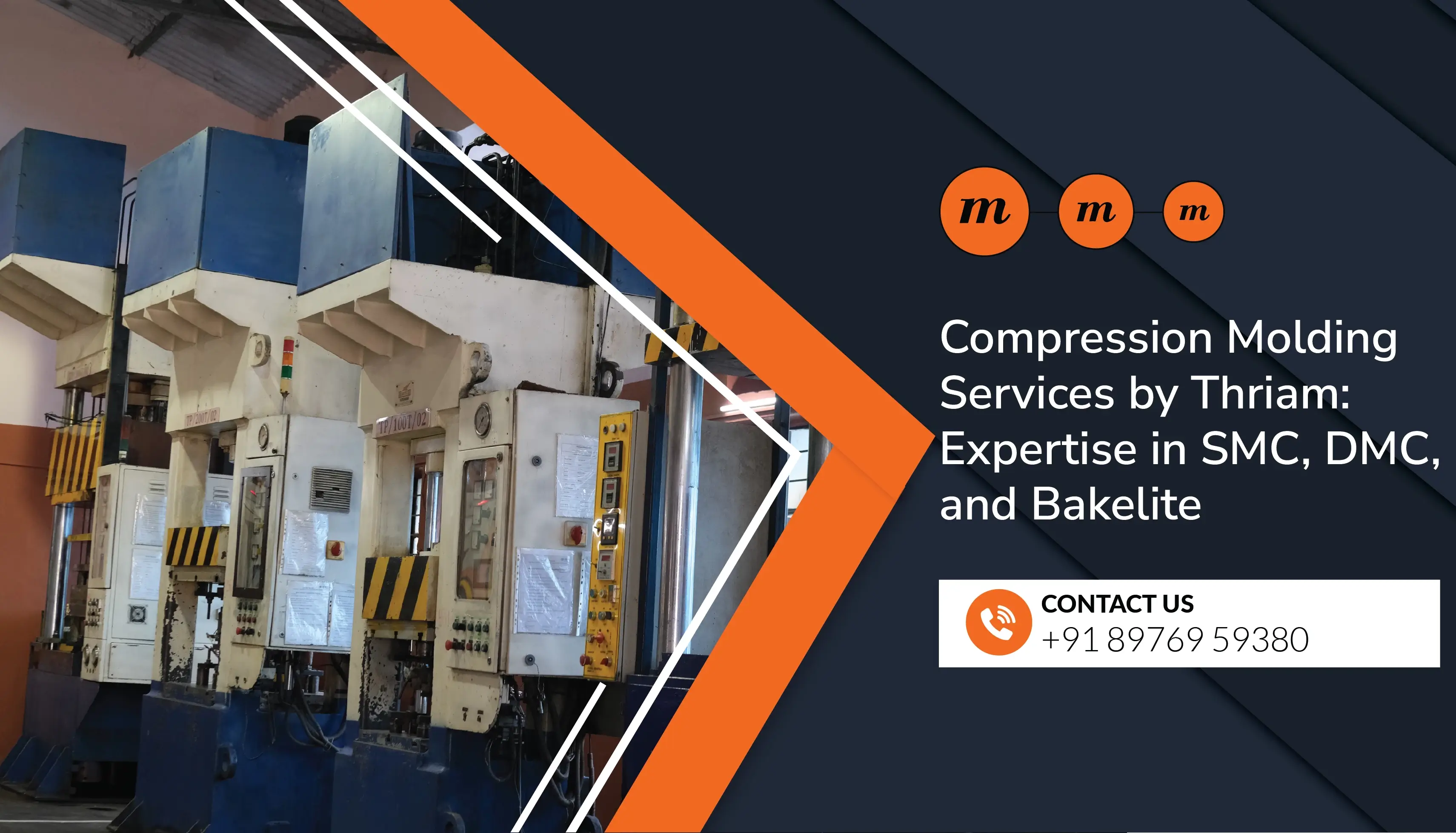 Compression Molding Services by Thriam: Expertise in SMC, DMC, and Bakelite banner by Thriam