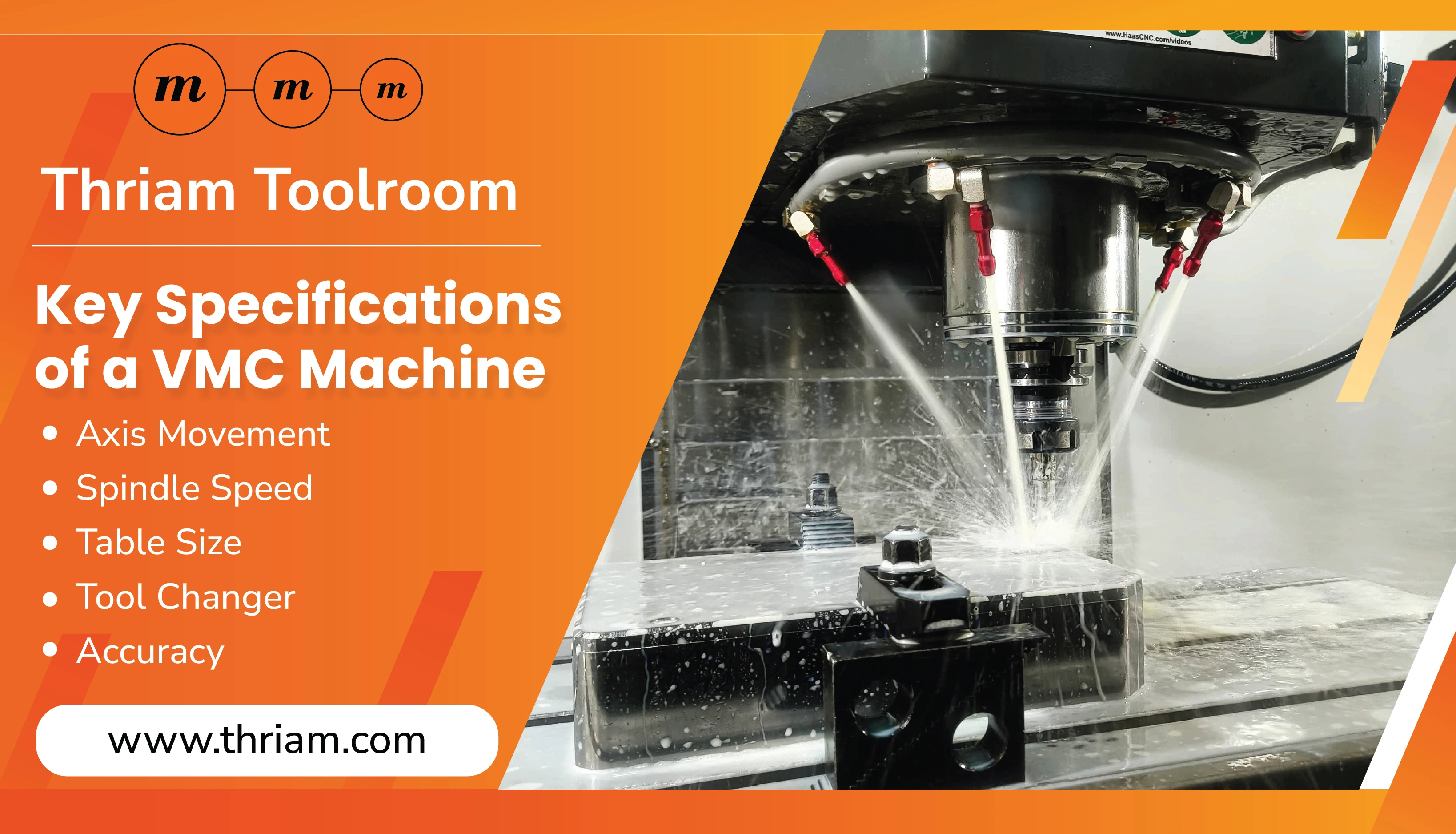 Key Specifications of a VMC Machine banner by Thriam
