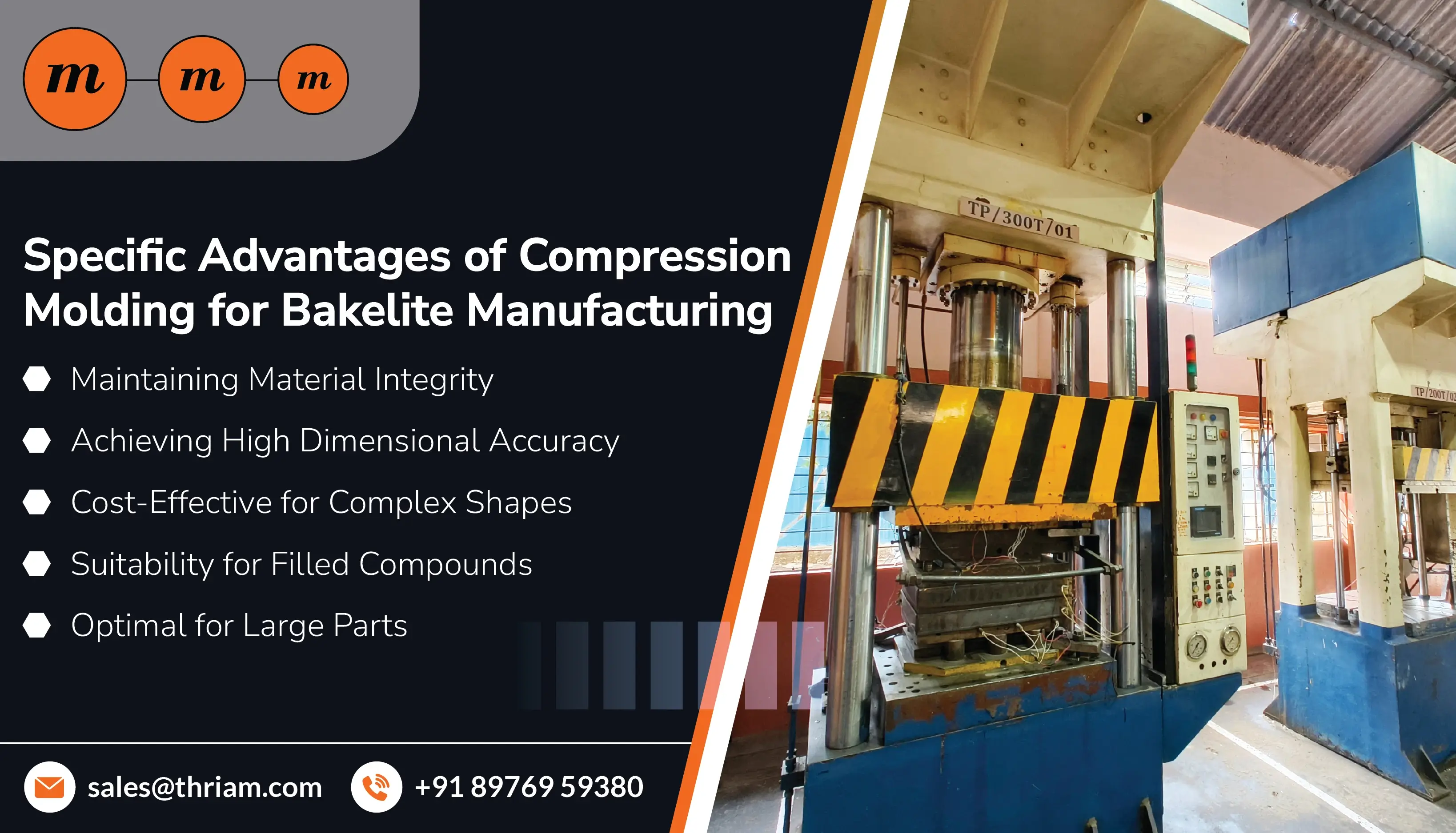 Specific Advantages of Compression Molding for Bakelite Manufacturing banner by Thriam